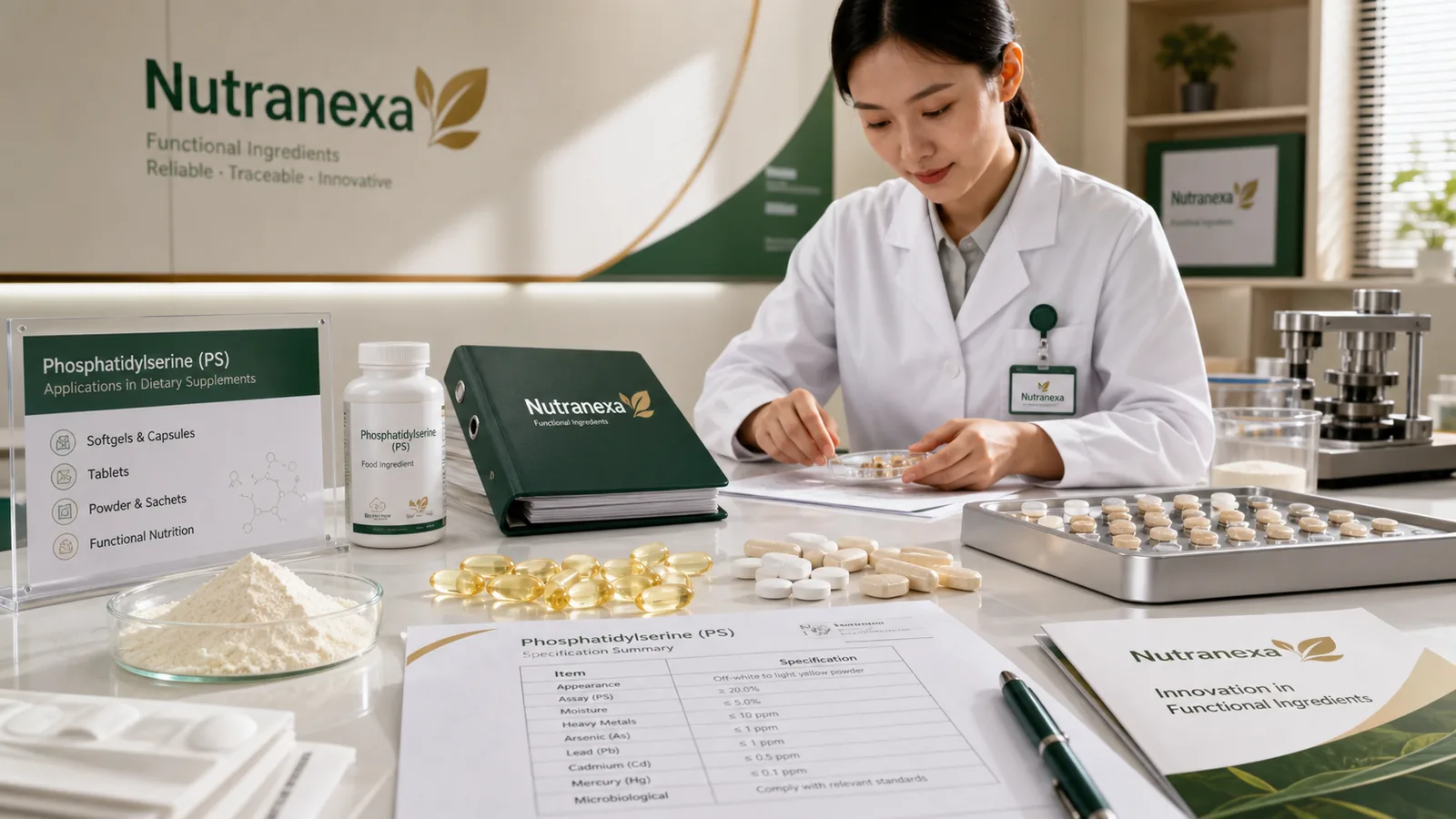 PS softgel capsules on a formulation bench