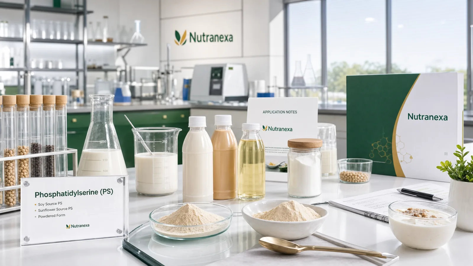 Functional food and beverage development bench with PS powder samples