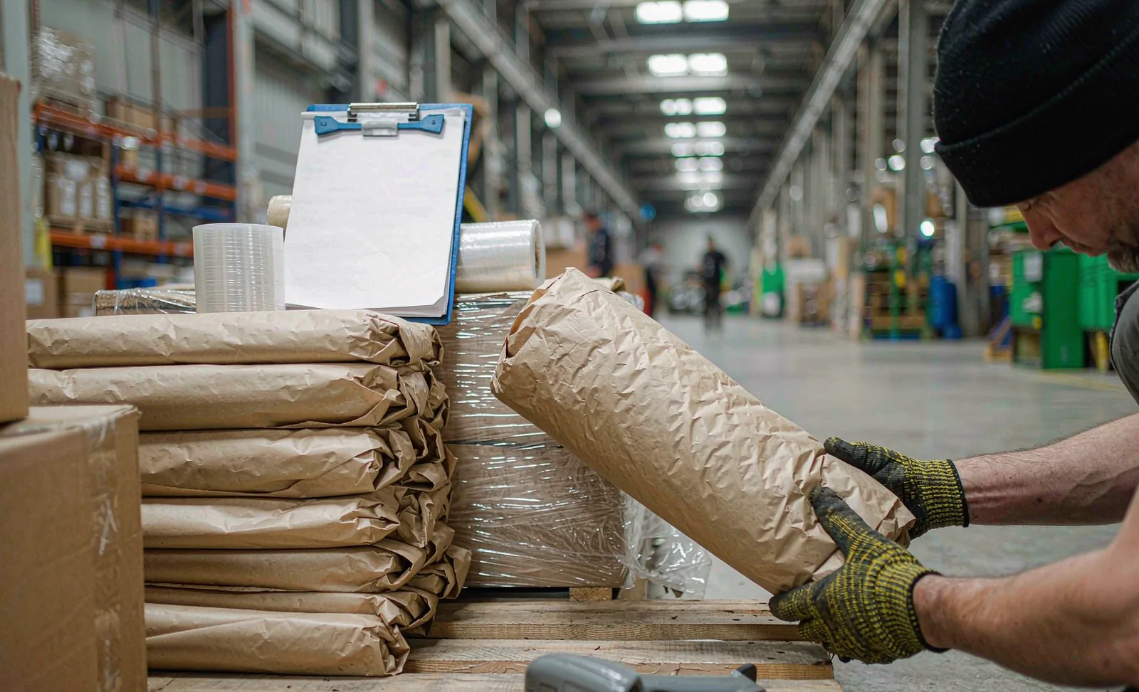 Warehouse loading operation with sealed phosphatidylserine cartons being palletised for export