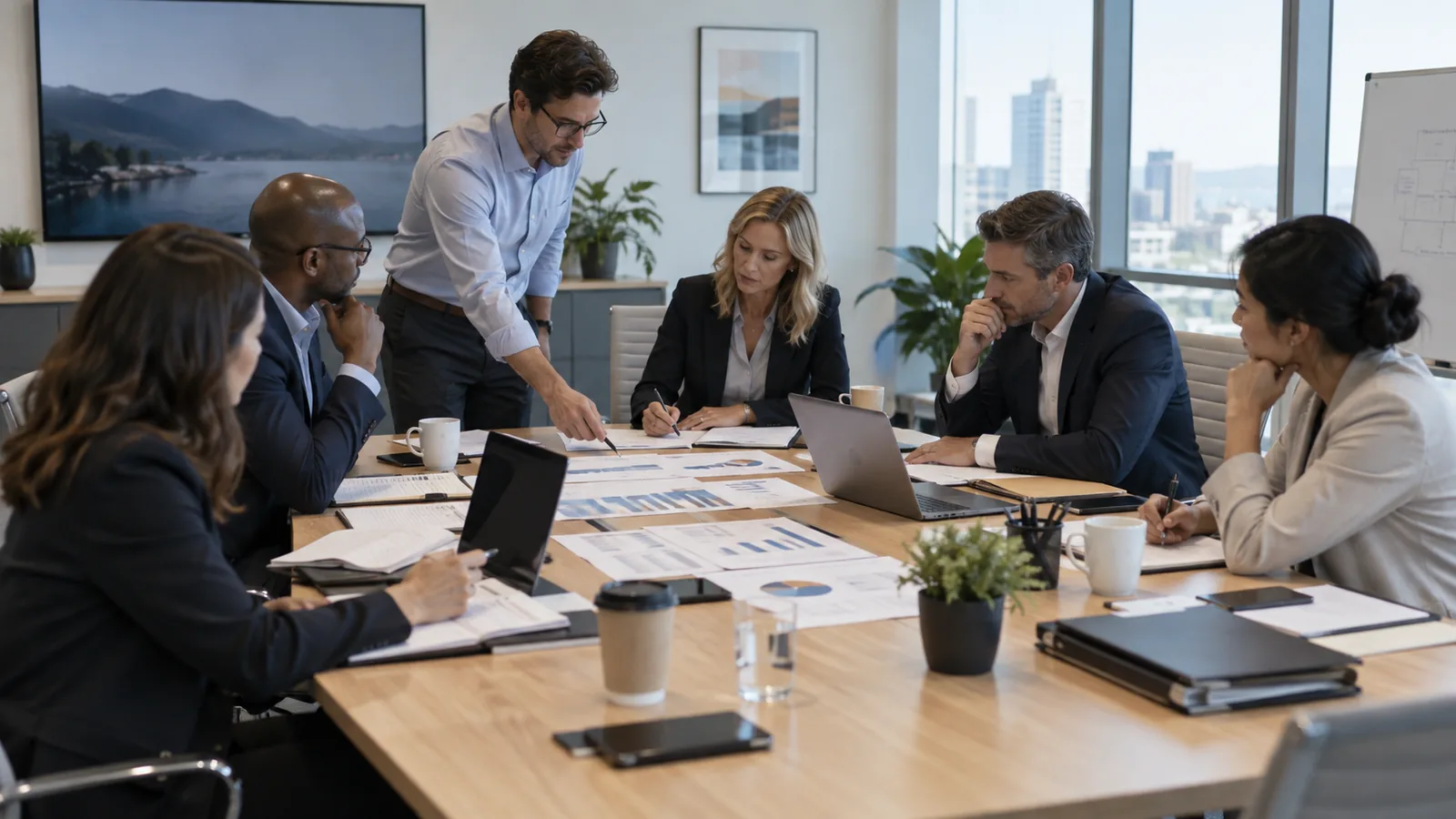 Procurement team reviewing phosphatidylserine tender documents and supplier bid packages at a meeting table