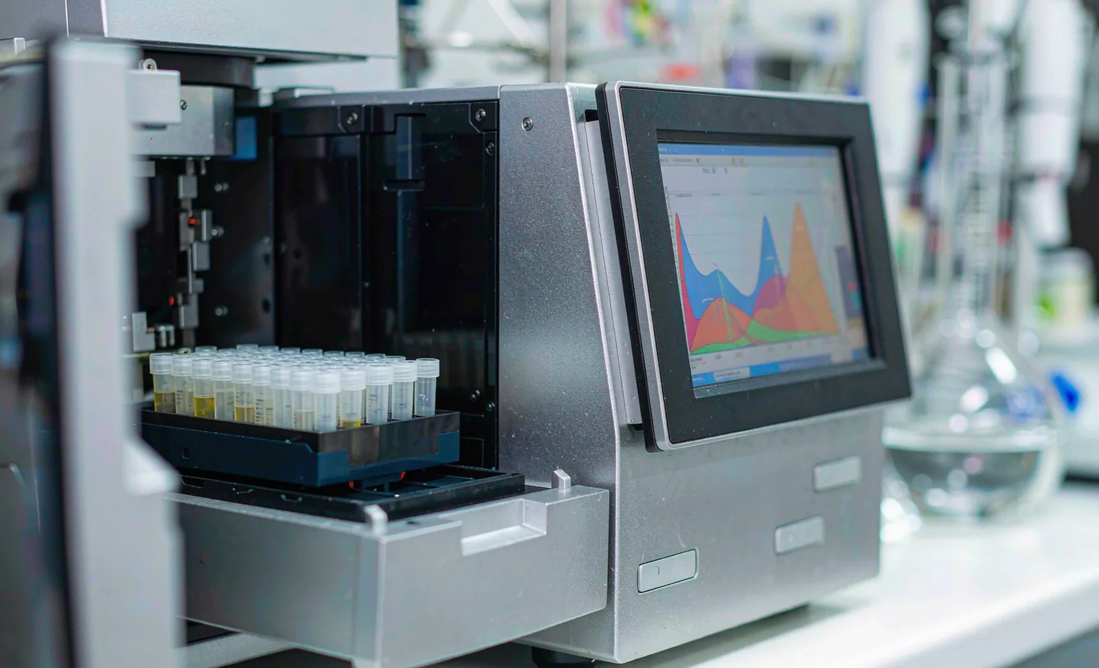 HPLC system with autosampler running phospholipid analysis in a quality control laboratory