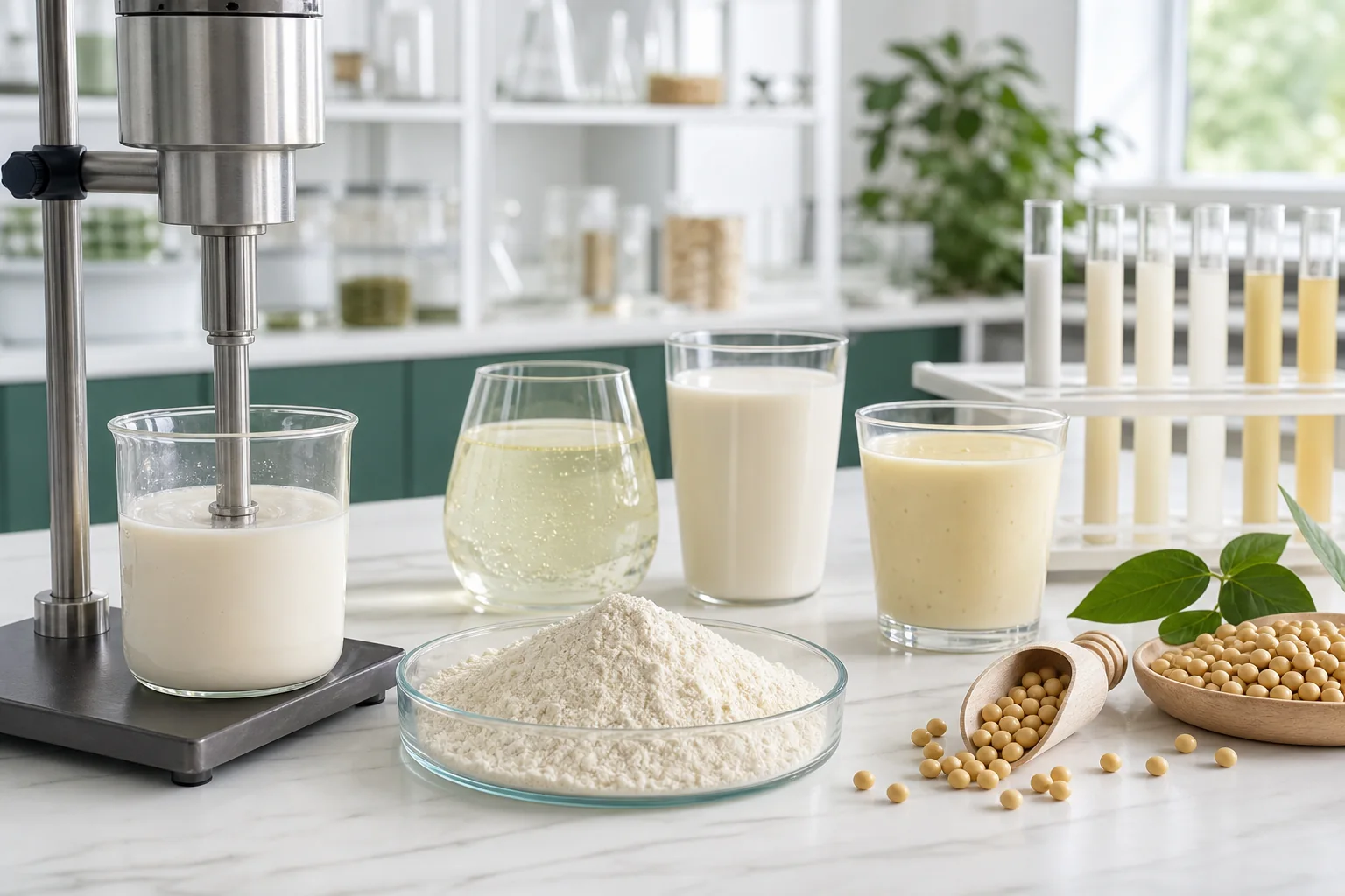 Soluble soybean polysaccharide powder used in beverage and emulsion application testing